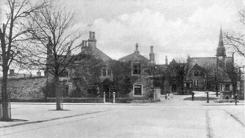 Concrete and Chapel.JPG - View across The Concrete to The Mechanics and Methodist Chapel.  Holgates Fountain is on the right.- Photo dated 1898
